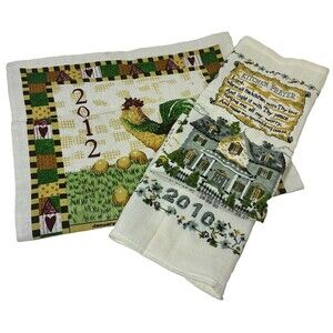 Sultan’s Linens 2010 2012 Calendar Tea Towels Rooster Kitchen Prayer Set